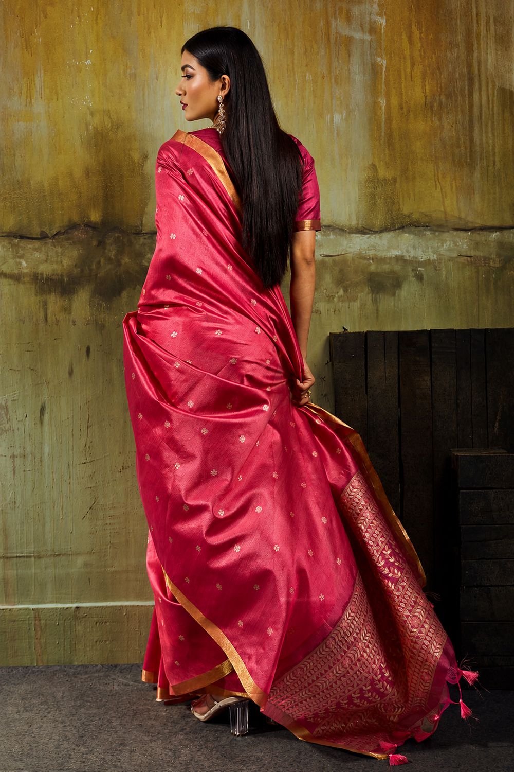 Sapna Pink Handloom Weaving Silk Ready to Wear Saree