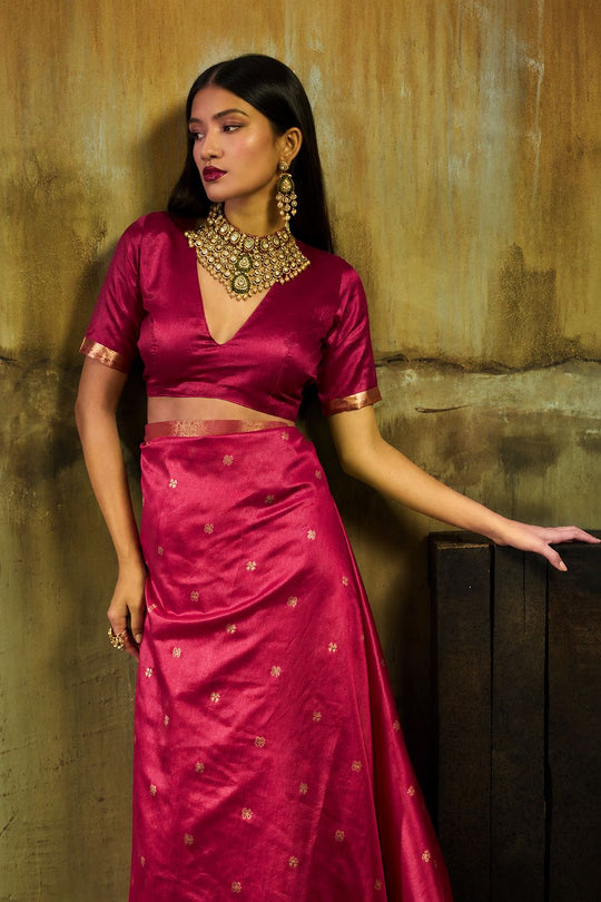 Sapna Pink Handloom Weaving Silk Ready to Wear Saree