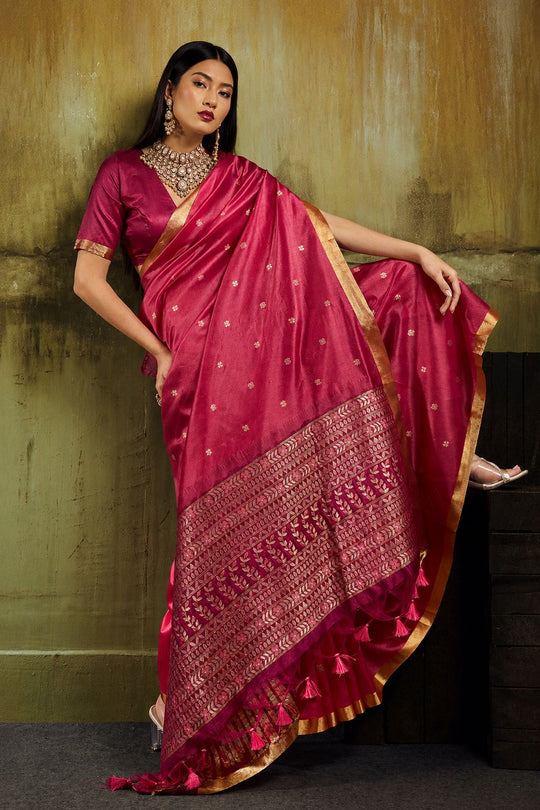 Sapna Pink Handloom Weaving Silk Ready to Wear Saree