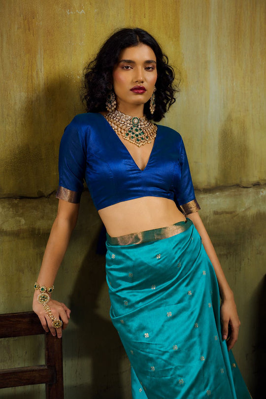 Sapna Turquoise Blue Handloom Weaving Silk Ready to Wear Saree