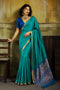 Sapna Turquoise Blue Handloom Weaving Silk Ready to Wear Saree