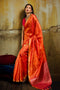 Sapna Orange Handloom Weaving Silk Ready to Wear Saree