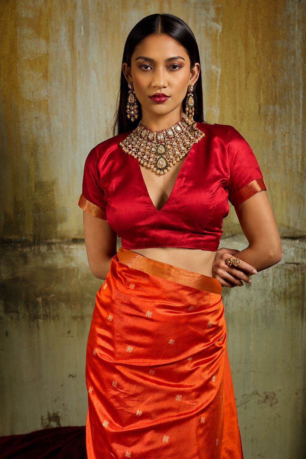 Sapna Orange Handloom Weaving Silk Ready to Wear Saree