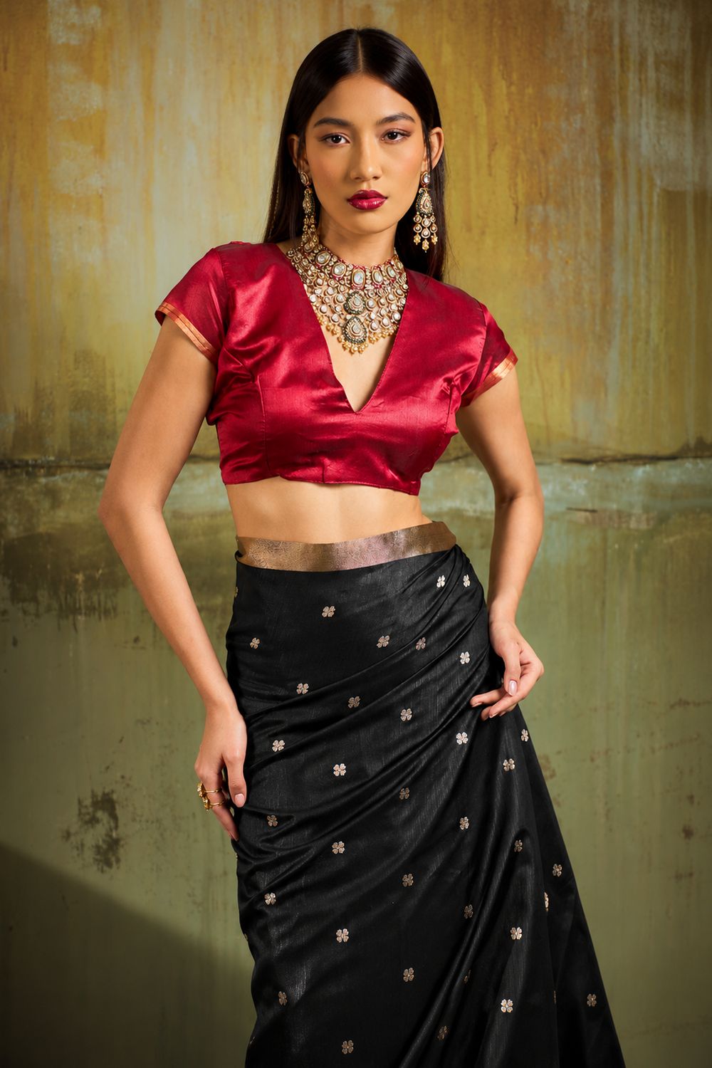 Sapna Black Handloom Weaving Silk Ready to Wear Saree