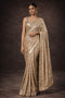 Mahika Beige Georgette Abstract Sequins Pattern Ready To Wear Saree