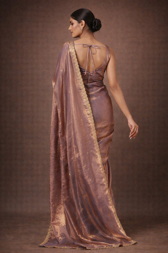 Mira Silver Paper Silk Embroidered Ready to Wear One Minute Saree