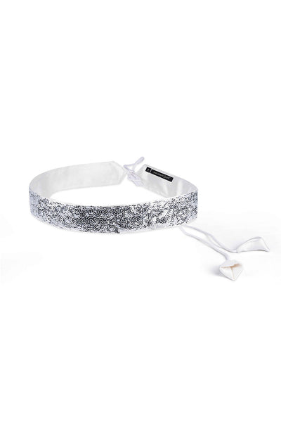 Taara Silver Shimmer Sequins Tie Belt for Saree & Dresses