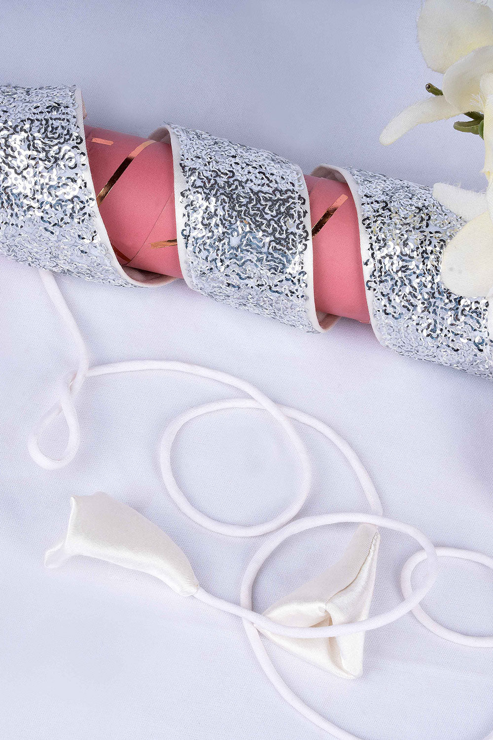 Taara Silver Shimmer Sequins Tie Belt for Saree & Dresses