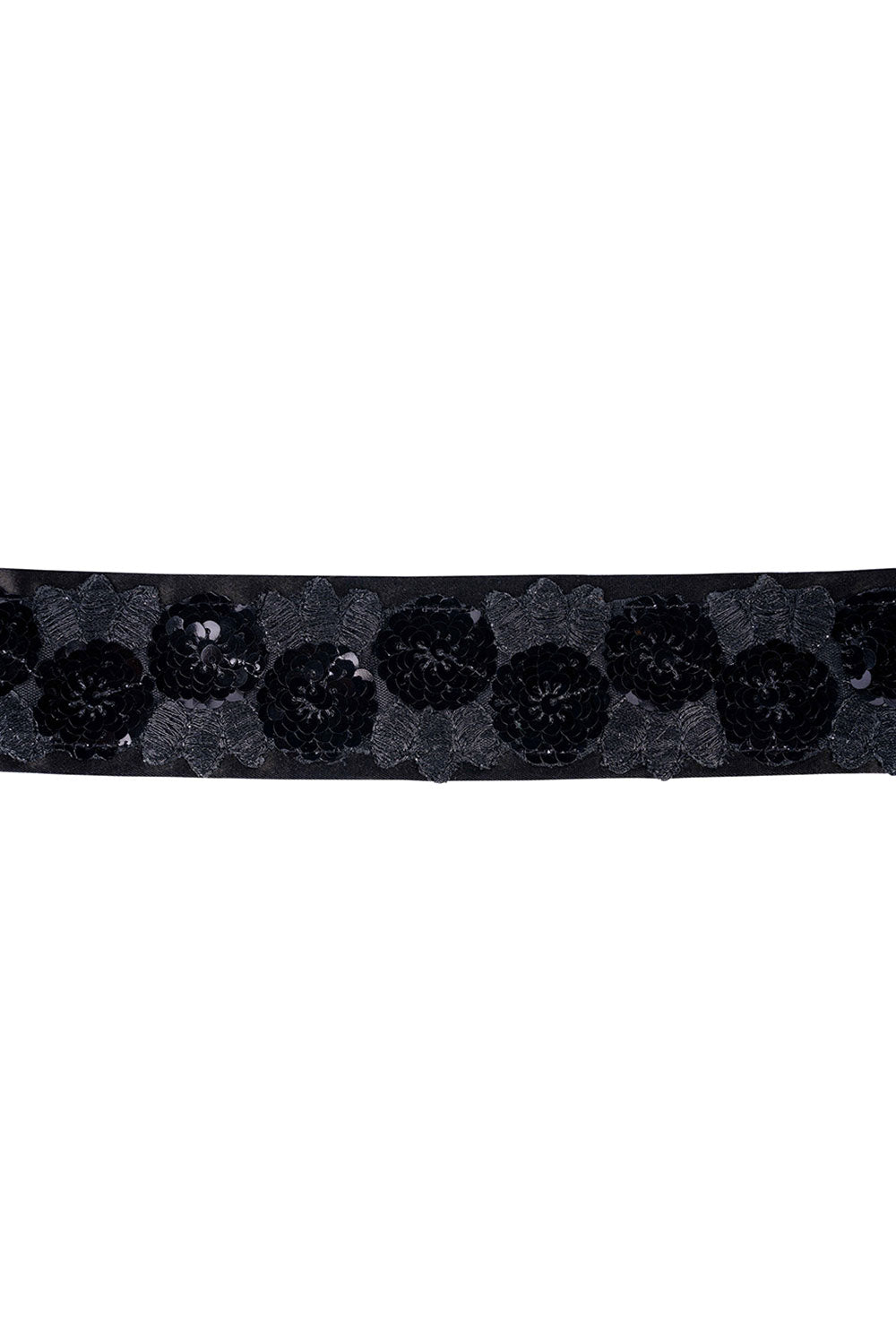 Lara Black Floral Sequins Tie Belt for Saree & Dresses