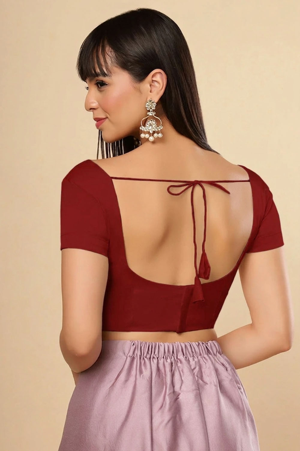 Deira Red Satin Comfort Stretch™ Sweetheart Neck Short Sleeve Saree Blouse