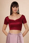 Deira Red Satin Comfort Stretch™ Sweetheart Neck Short Sleeve Saree Blouse