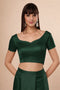 Deira Bottle Green Satin Comfort Stretch™ Sweetheart Neck Short Sleeve Saree Blouse