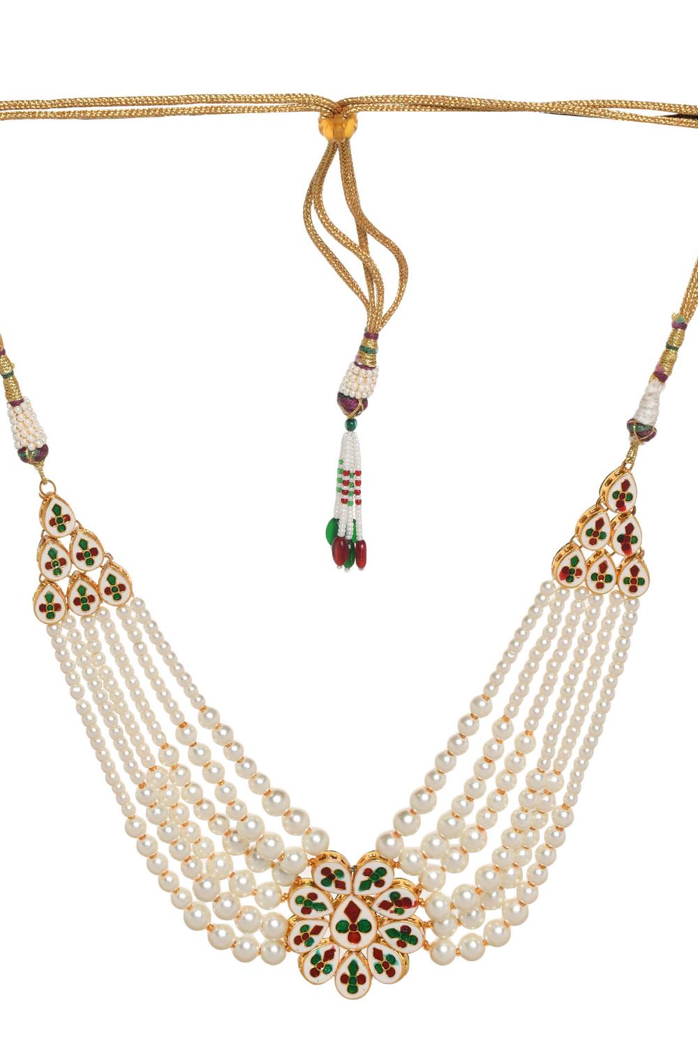 White Kundan & Beads Alloy Necklace Set