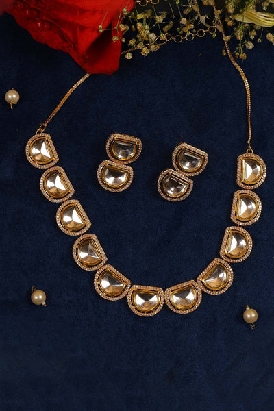 Lina Gold Toned Kundan Polki Necklace Set