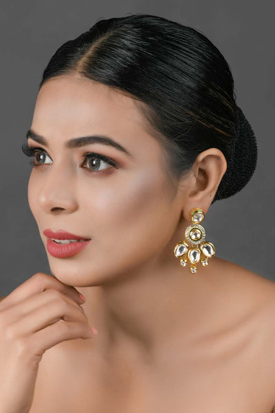 Buy Handcrafted Kundan Earrings Online - Front