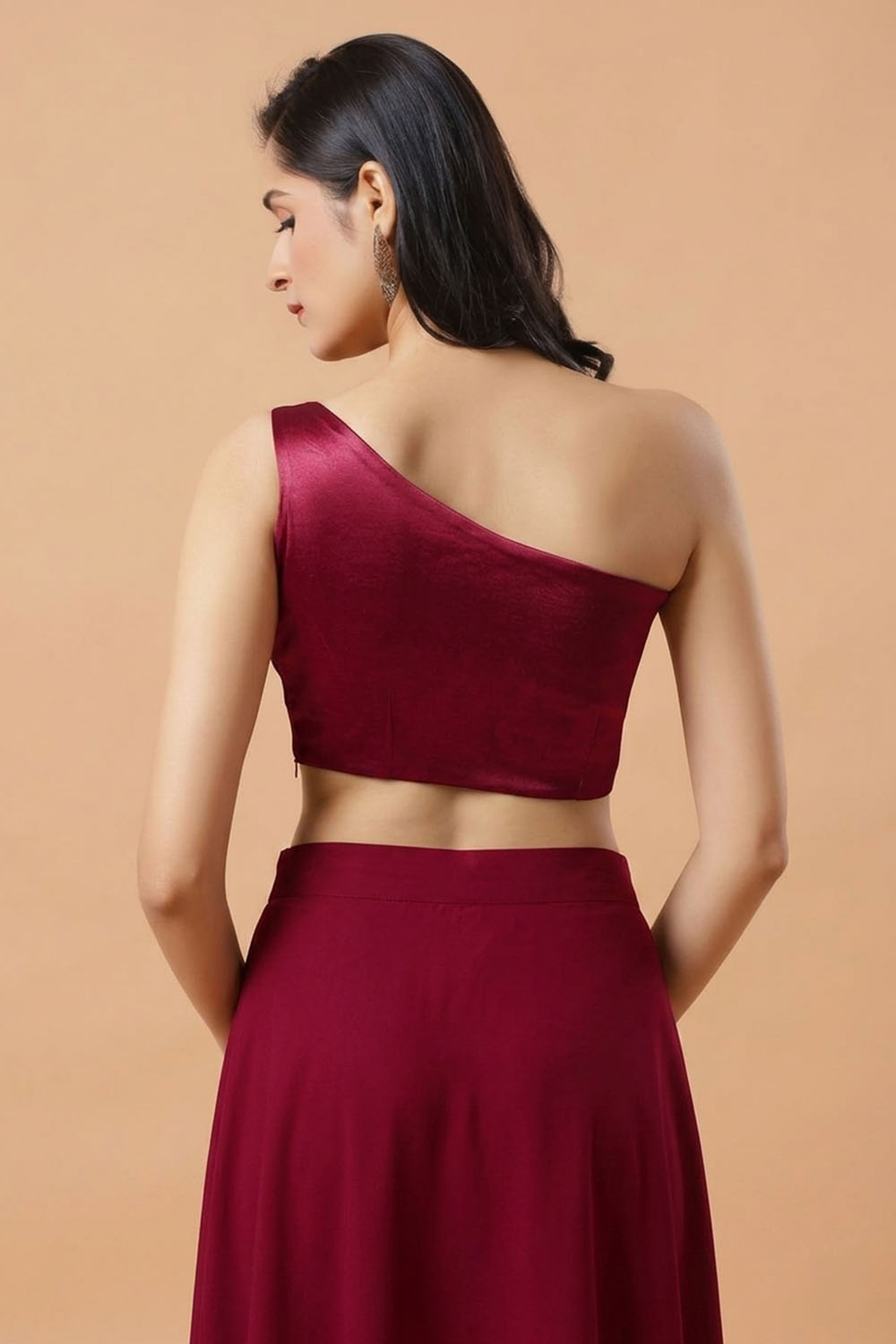 Giana Magenta One Shoulder Satin Comfort Stretch™ Blouse