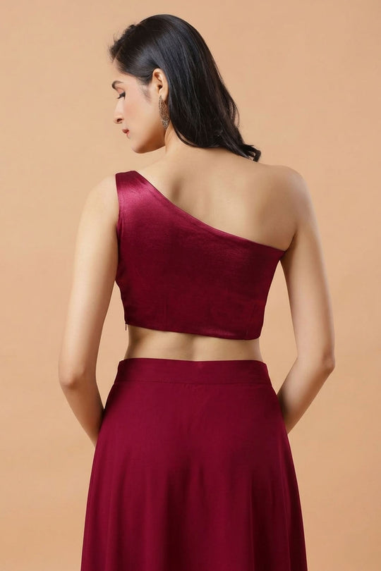 Giana Magenta One Shoulder Satin Comfort Stretch™ Blouse