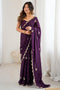 Gracie Purple Chinon Embroidered Ready to Wear Saree