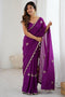 Gracie Purple Chinon Embroidered Ready to Wear Saree