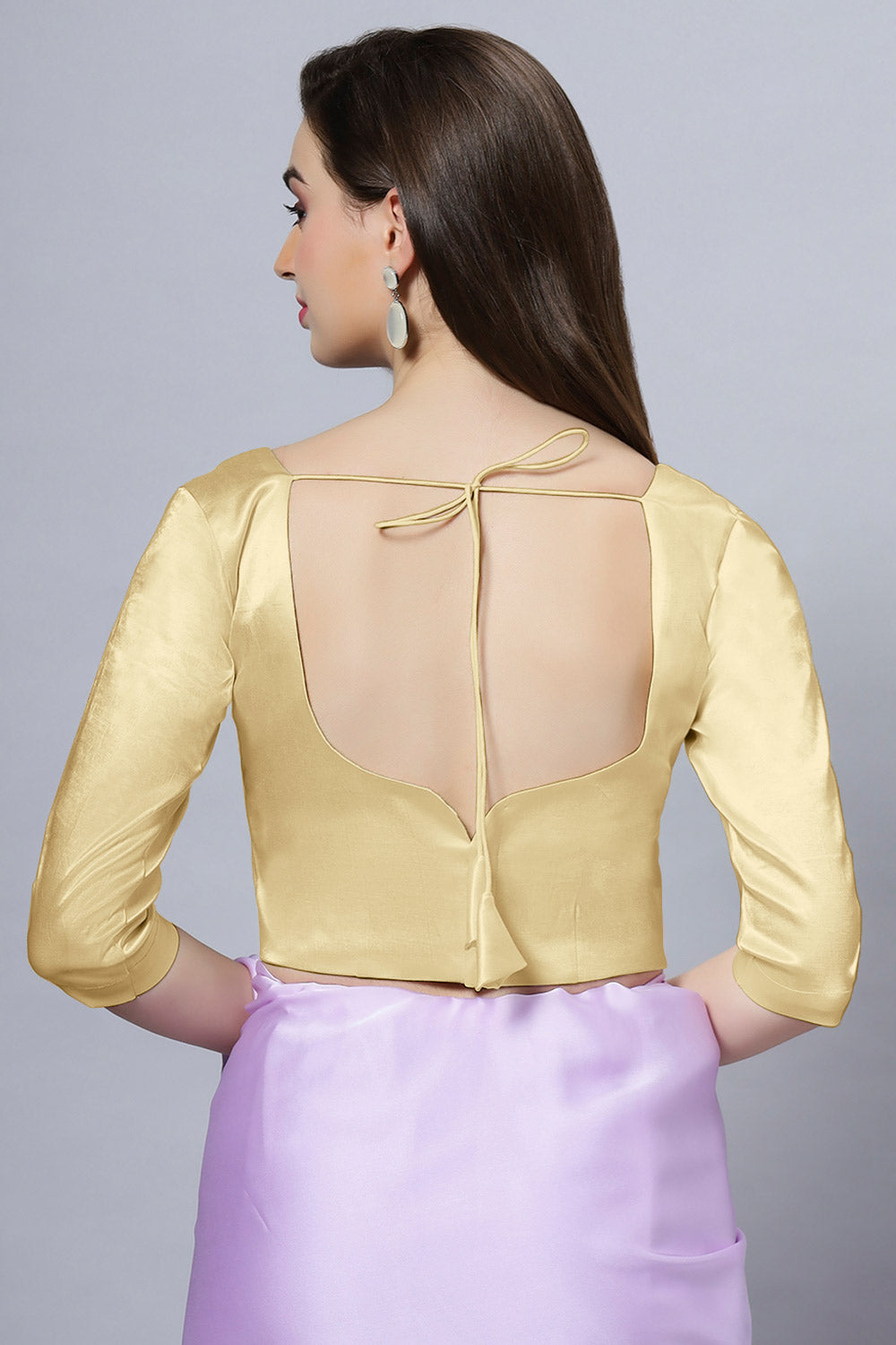 Tula Gold Satin Comfort Stretch™  Sweetheart Neck Elbow Sleeve Blouse
