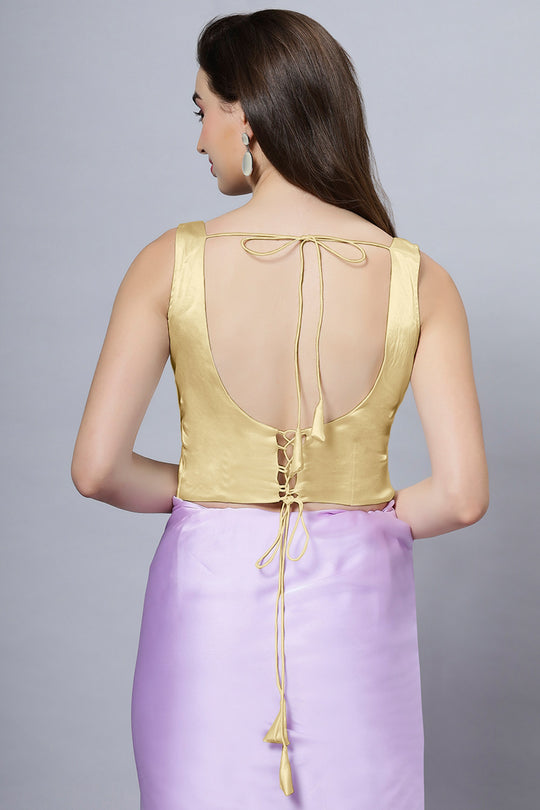 Reema Gold Satin Comfort Stretch™  Deep U Adjustable Tie Back Blouse
