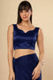 Ilia Dark Blue Satin Comfort Stretch™ Sweetheart Neck Sleeveless Saree Blouse