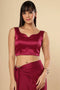 Ilia Magenta Satin Comfort Stretch™ Sweetheart Neck Sleeveless Saree Blouse