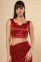 Ilia Red Satin Comfort Stretch™ Sweetheart Neck Sleeveless Saree Blouse