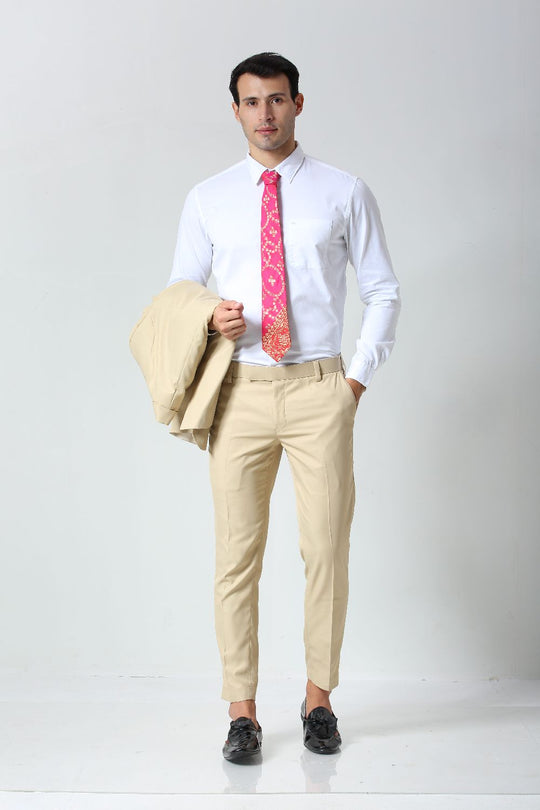 Pink Ethnic Gold Motif Silk Sari Tie