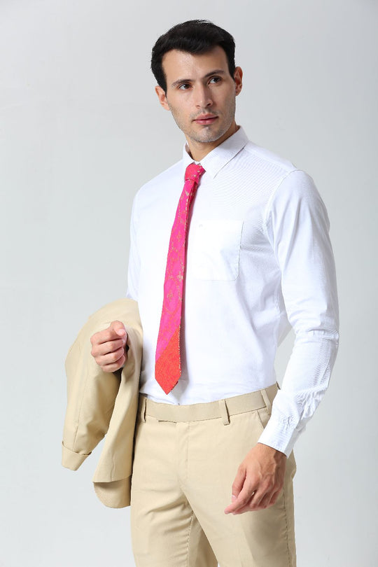 Pink Ethnic Gold Motif Silk Sari Tie