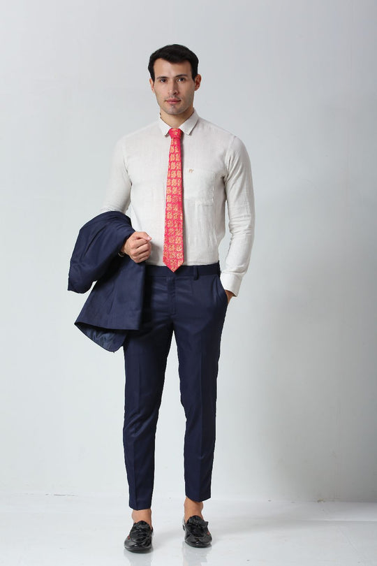 Pink Ethnic Gold Motif Silk Sari Tie