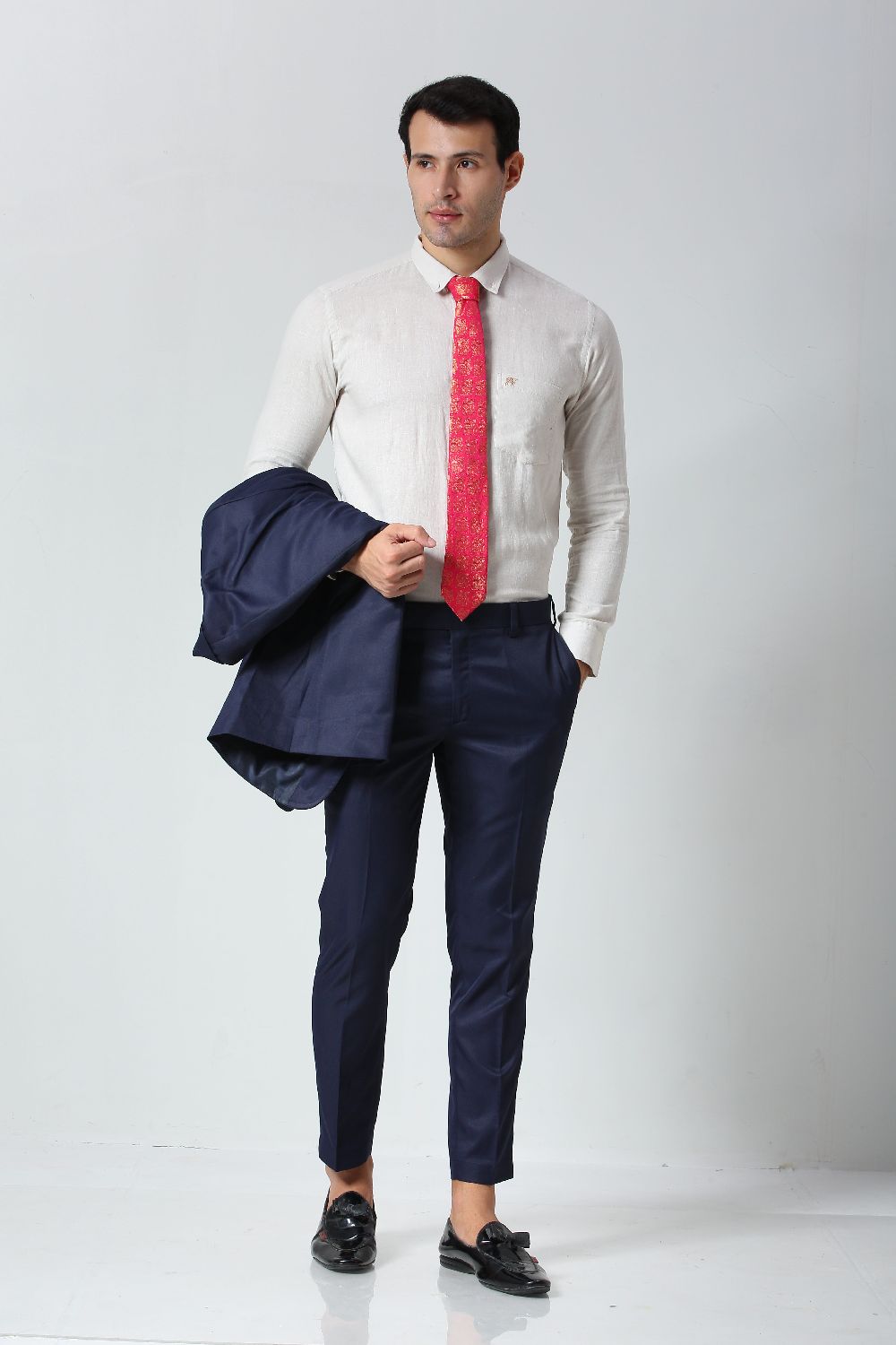 Pink Ethnic Gold Motif Silk Sari Tie