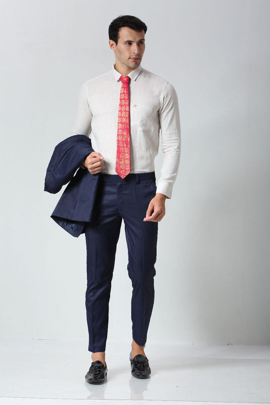 Pink Ethnic Gold Motif Silk Sari Tie