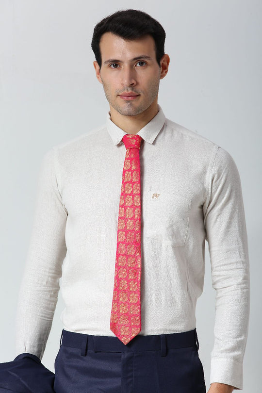 Pink Ethnic Gold Motif Silk Sari Tie