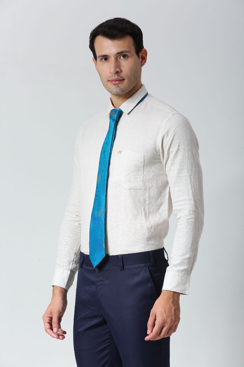 Turquoise Ethnic Gold Motif Silk Sari Tie