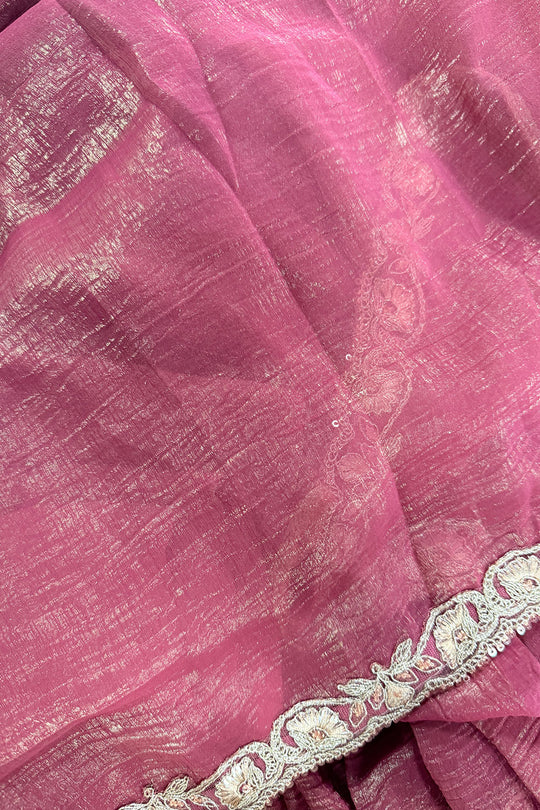 Miranda Mauve Georgette Designer Border Ready to Wear Saree