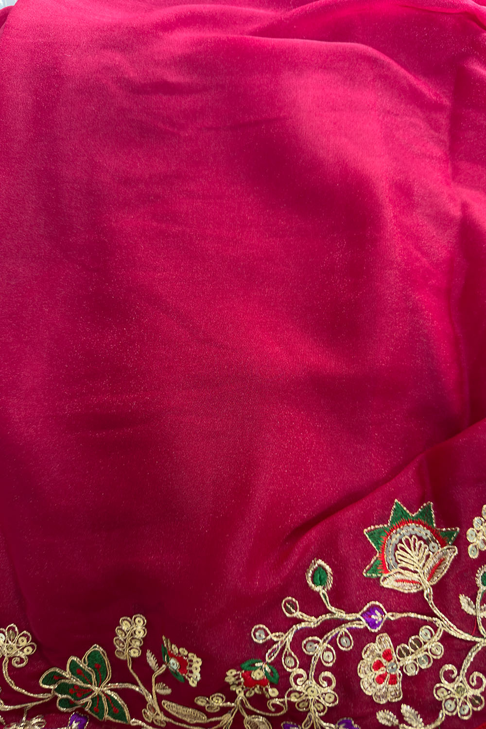 Leilani Pink Ombre Georgette Thread Work Ready to Wear Saree