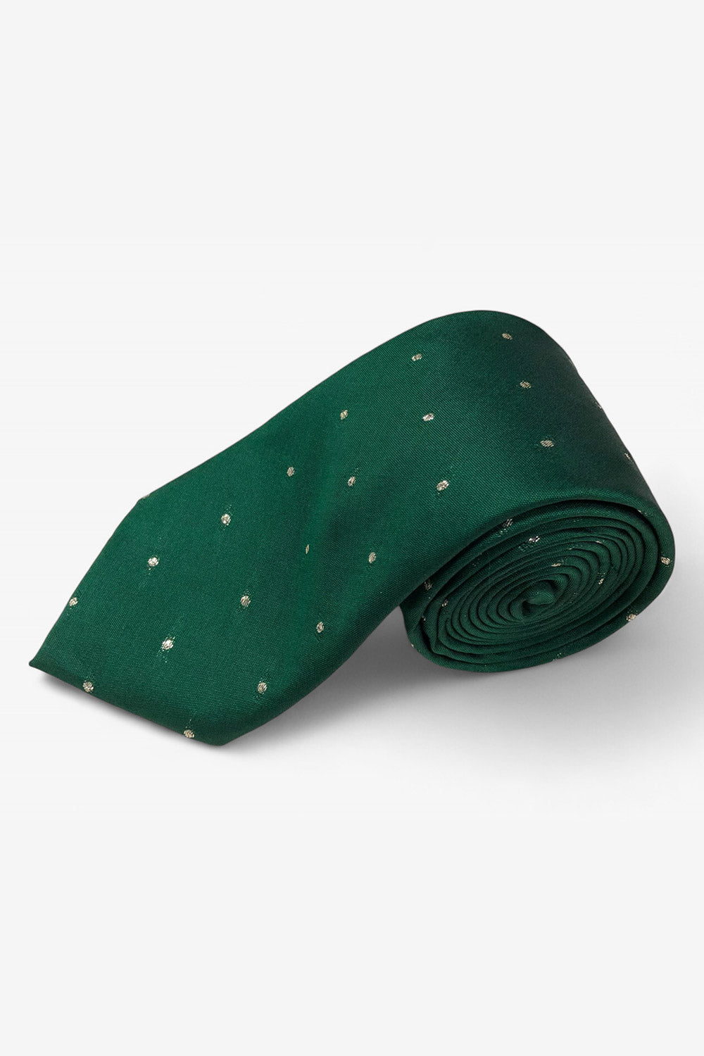 Dark Green Ethnic Gold Buti Silk Sari Tie