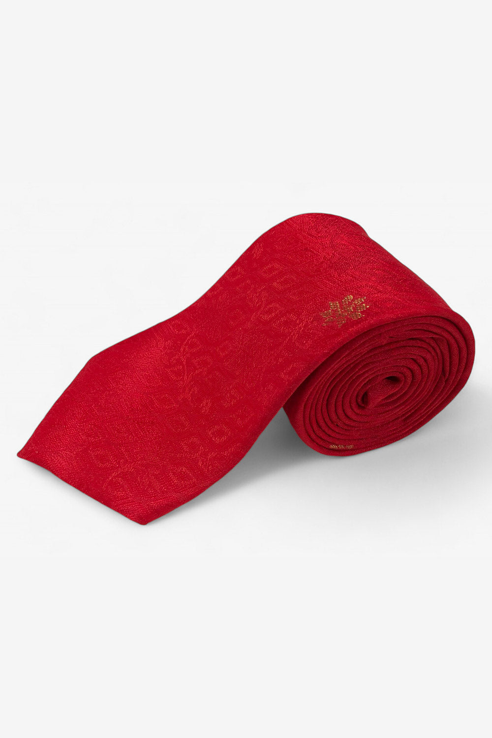 Red Ethnic Gold Motif Silk Sari Tie