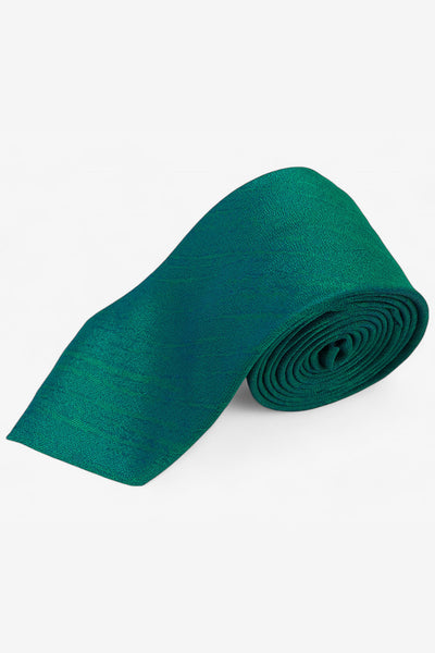 Yara Green Ethnic Plain Silk Teal Green Tie