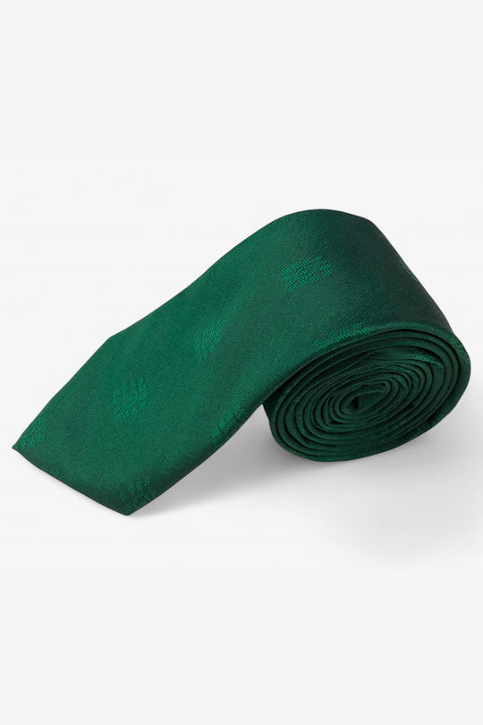 Dark Green Ethnic Motif Silk Dark Sari Tie