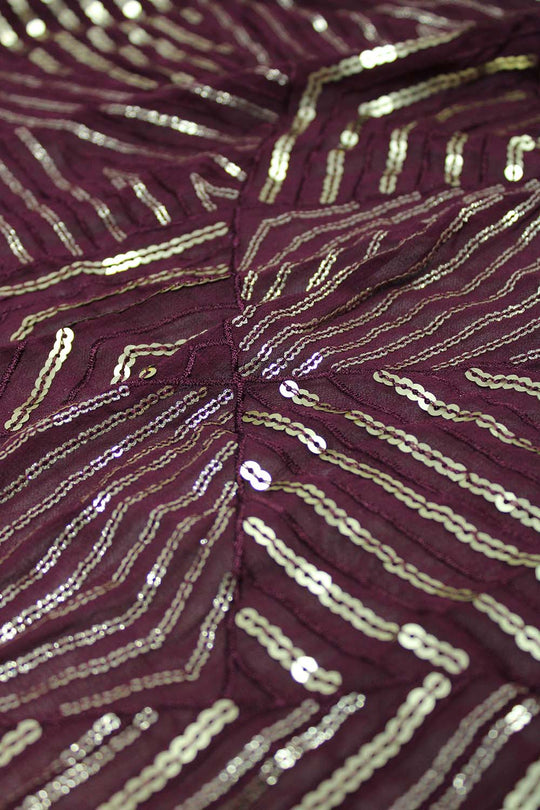 Olivia Burgundy Georgette Sequins Ready to Wear One Minute Saree