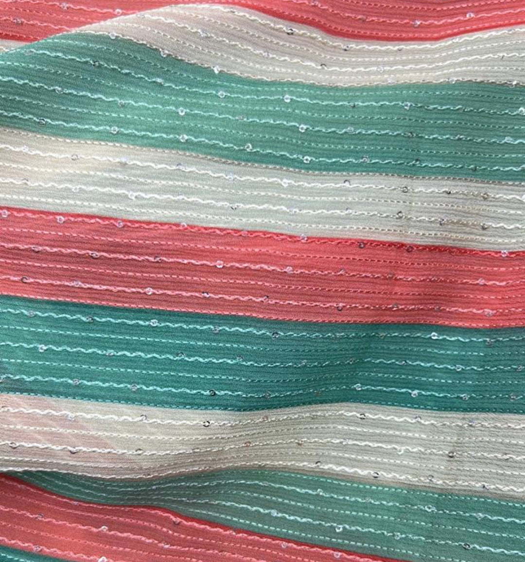 Jini Multi-coloured Georgette Striped Ready to Wear One Minute Saree