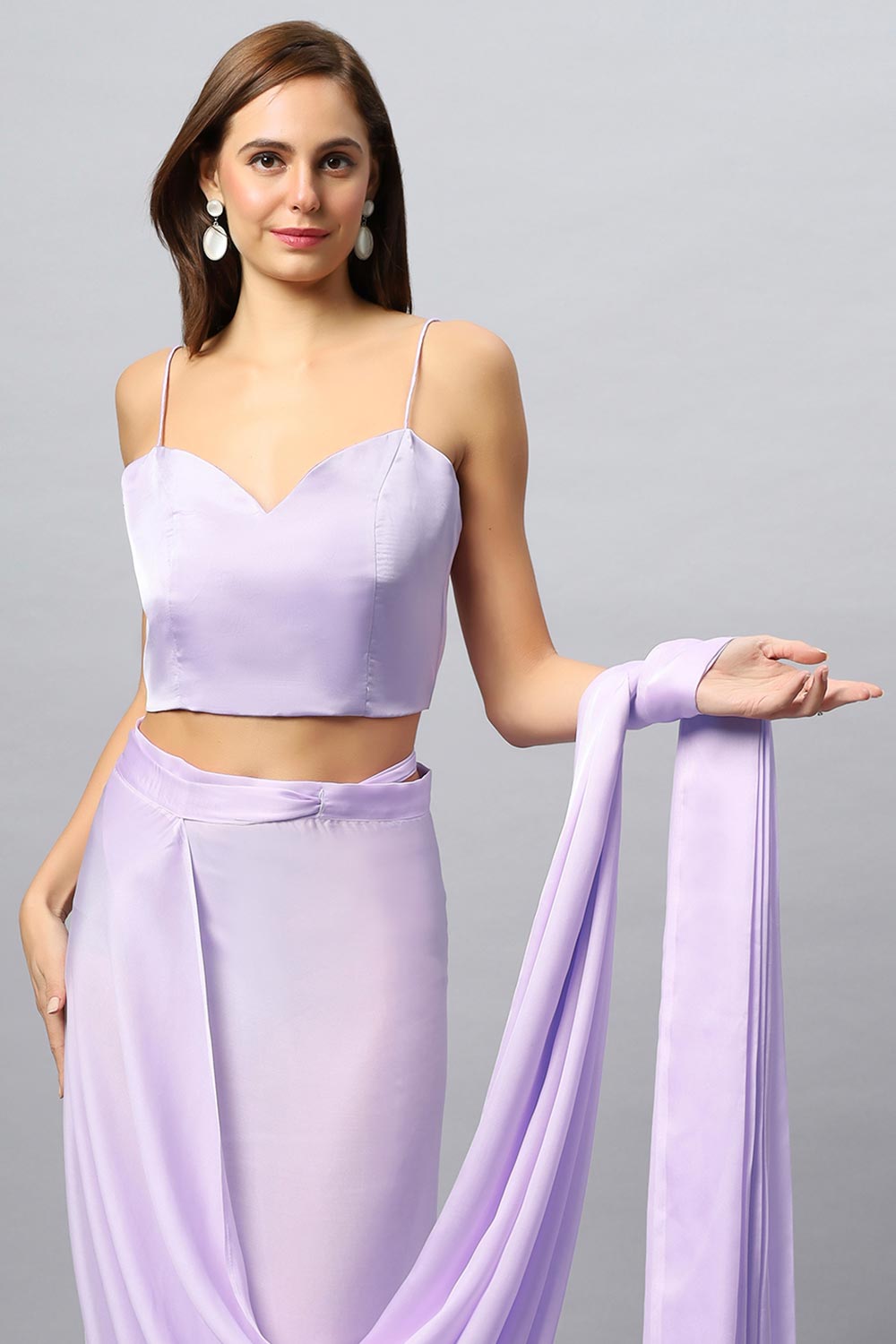 Isa Satin Silk Lavender Sarong Saree