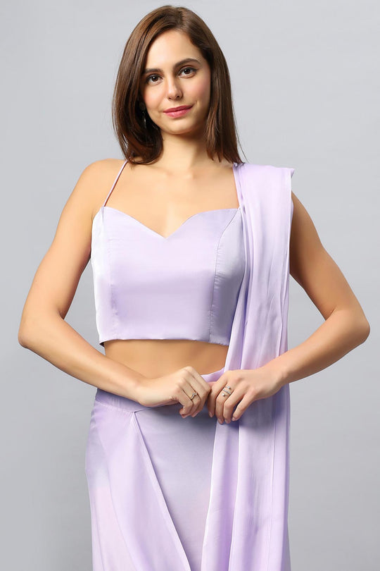 Isa Satin Silk Lavender Sarong Saree