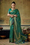 Azalea Teal Green Handloom Silk Zari Woven Designer Ready to Wear Saree