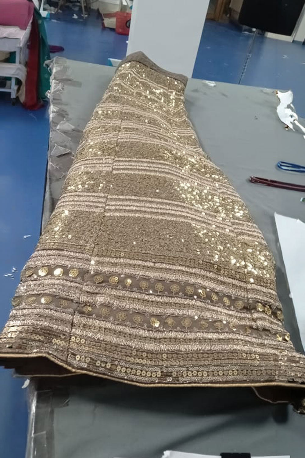 Sahara Gold Sequins Tradional Ready To Wear Lehenga Saree