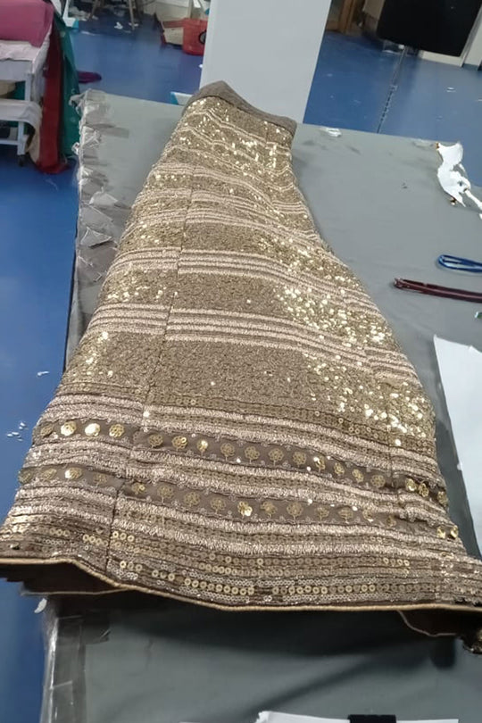 Sahara Gold Sequins Tradional Ready To Wear Lehenga Saree