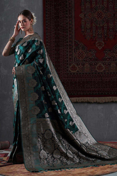 Kayla Green Satin Printed One Minute Saree