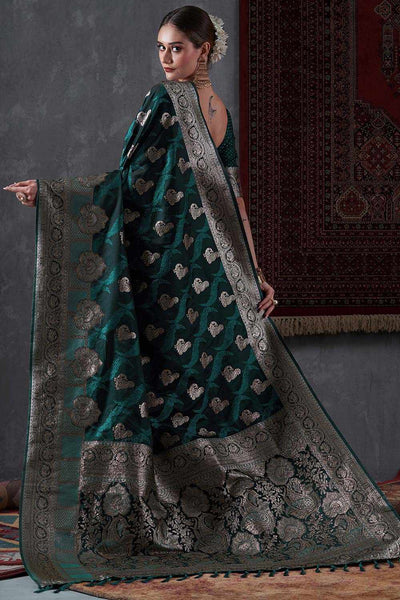 Kayla Green Satin Printed One Minute Saree